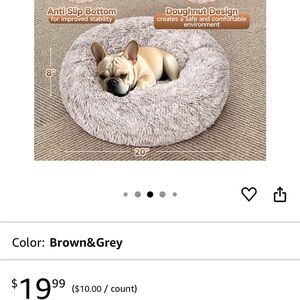 Cozy Plush Dog Bed in Brown and blue